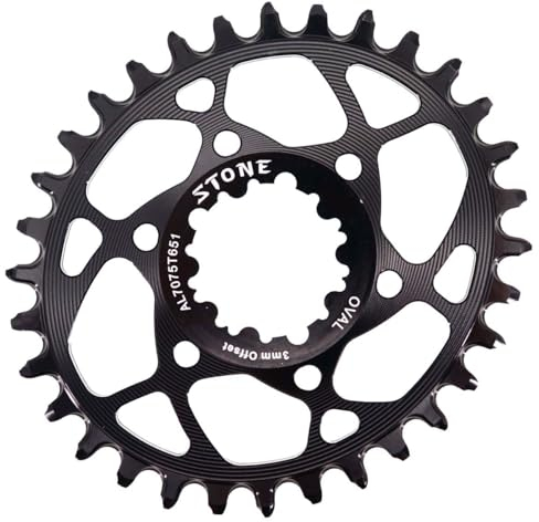 STONE – Plato Redondo/Ovalado Mount Direct Compatible con SRAM MTB 3 Tornillos 3 Offset CNC Aluminio Aleris 7075-T651 XX1 Eagle, X01, GX Eagle, X1-1400, GX-1400, S-2210, X0, X9, S1400 (Ovalado, 32T)
