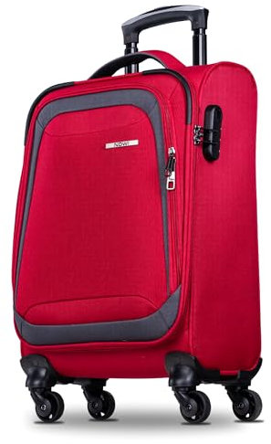 NOWI Korfu Weichschalen Trolley M – Leichter Stoff Koffer 30L mit 4 Doppelrollen & Zahlenschloss | Handgepäck Koffer 55x40x20 cm für Damen & Herren (rot, M)