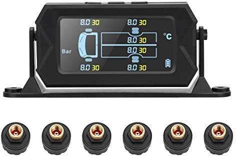 LIUCHUCHU Tpms 0-8 0-16 Bar 116 217 PSI Großer Bildschirm 180 Grad Einstellbar 6 Räder LKW Reifen Reifendruck Überwachung System Sensor ReifendruckprüFer(217)
