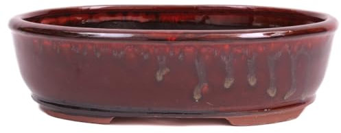 Bonsai - Schale oval 26.5 x 20 x 7.5 cm rot/braun 30066