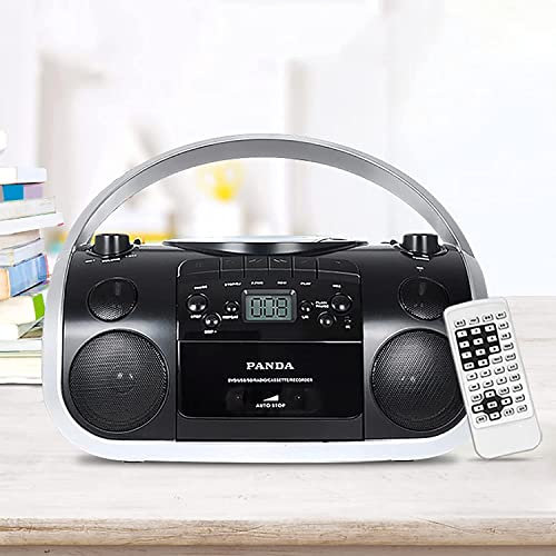 Tragbare CD-Boombox, Kassettenrekorder, mit Fernbedienung, AM/FM-Radio, 3,5-mm-AUX-Eingang, Kopfhöreranschluss, LED-Anzeige, kann zur Wiedergabe an den Fernseher angeschlossen Werden