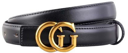 DKDXID Gürtel Schmal Damen Schwarz Gürtel Erstellbarer Skinny Ledergürtel für Kleider Taillengürtel Verstellbar Ledergürtel Schmal Taillengürtel Dekorativen Gürtel Dünn Mode Belt Women Thin 100cm