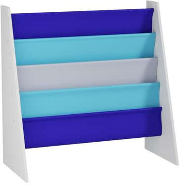 Homullel Kids Room Books & Toys Organizer Unit, Sling Bookshelf Storage Unit for Kids Books, Children's Shelves for Playroom, Kids Room, Nursery (Blue)