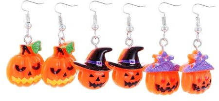 Clataly Kürbis Geist Fledermaus Dark Castle Ohrringe Set Halloween Ohrringe Lustige Accessoires Schmuck für Frauen (C)