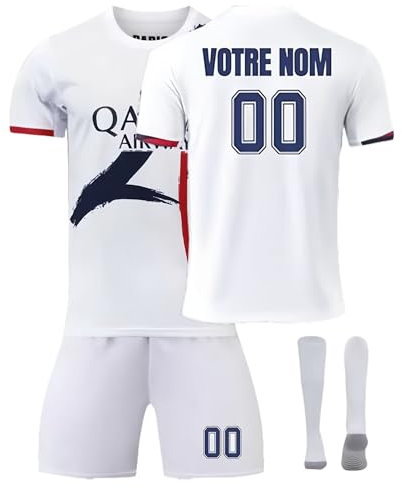 Enfant Maillot de Football 24/25 Nouveau Ensemble de Foot Enfant et Homme Nom et numéro personnalisés, Équipement Football Entrainement T-Shirt et Short Chaussettes Convient aux femmes et aux adultes