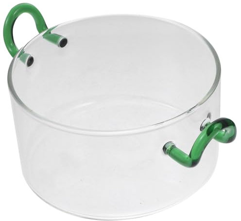TOPBATHY Bol en Verre Haute Teneur en Bore avec Double Poignée, Bol De Service Polyvalent pour Soupe Et Salade, Vaisselle Cuisine Résistante Et Pratique pour Usage Quotidien