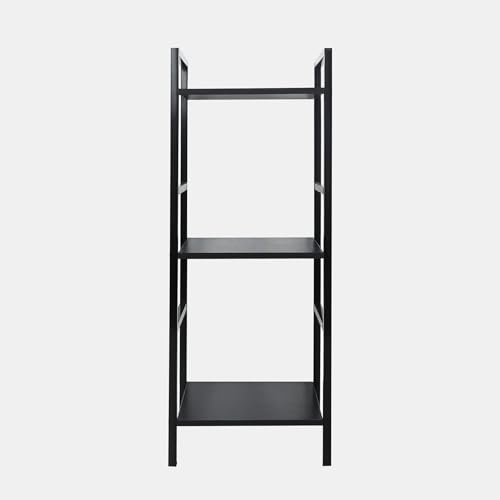 OHS 3 Tier Narrow Shelving Unit, Home Storage Slim Bookcase Shelves for Living Room Office Bedroom Kitchen Tall Shelf Unit, Black - 80 x 30 x 24cm