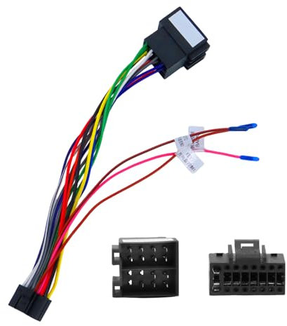 SIGADNG Câble Adaptateur 16 Broches vers ISO, Adaptateur Harnais de Câblage Autoradio, pour Prise Standard Stéréo Radio de Voiture Android avec Lignes de Commande au Volant et Inverse