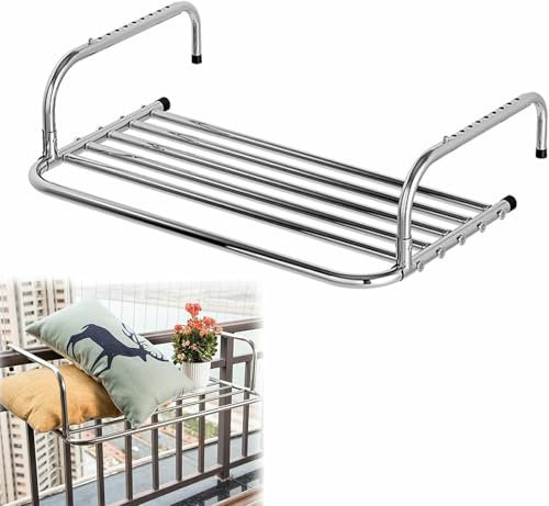 Stendibiancheria per ringhiera del Balcone, stendibiancheria Pieghevole con Bracci Regolabili, stendibiancheria per termosifone Adatto a balconi e davanzali (24 Pollici)