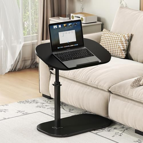 XUDREZ Großer verstellbarer C-förmiger Beistelltisch, höhenverstellbarer Endtisch, 360° drehbarer Wohnzimmer-Sofa-Couchtisch für Bett/Badewanne, drehbare Tischplatte (Schwarz)