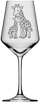eXODA Verre à vin girafe avec bébé design unique pour les amoureux des animaux article de collection pour des soirées conviviales avec amis et famille gravure non personnalisée