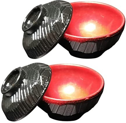 MOKKHNB 2juegos Mini Tazón Japonés Decorativo Con Tapa De Bowls De Estilo Japonés Para Juguetes y Decoración De Cocina Accesorios De Muñeca y Escenarios Miniatura