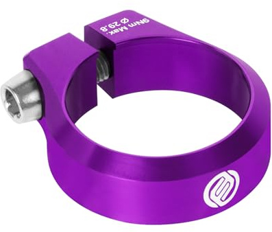FIFTY-FIFTY Bike Seat Post Clamp, Aluminum Alloy Bicycle Seatpost Collar | 28.6/29.8/31.8/34.9/36.4/38.6mm Bicycle Seat Tube Clip, Secure and Stable, Compatible with MTB, Road Bikes (29.8mm, Purple)