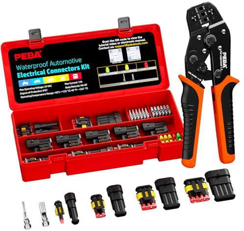 Kit d'outils de sertissage pour connecteurs électriques automobiles étanches PEBA, connecteurs de fil étanches à 1/2/3/4 voies, outil de sertissage à cliquet pour fil AWG 22-14, kit d'outils pour