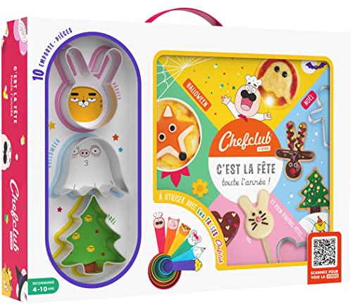 Chefclub Kids - Coffret de 10 Emporte-Pièces et Livre de Cuisine pour Enfant - C'est la Fête Toute L'Année - Recettes pour Toutes Les Grandes Occasions du Calendrier