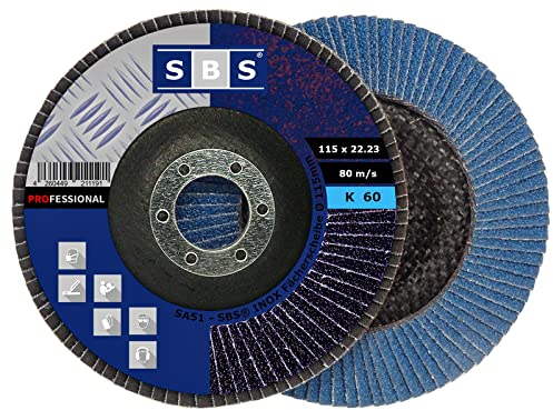 SBS® Fächerscheiben | Ø 115 mm | Korn 60 | 50 Stück | INOX Blau für Winkelschleifer | Fächerschleifer Lamellenschleifer Schleifscheiben FlapDisk