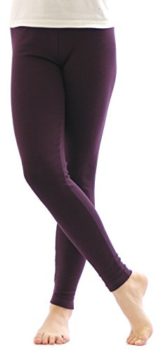 YESET Thermo Leggings Leggins Hose lang aus Baumwolle Fleece warm dick weich dunkellila L