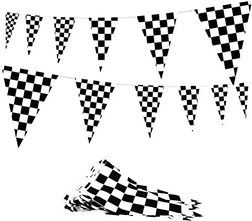 Neuheit Platz 100 Fuß Kariertes Wimpel Banner - 48 Stück 12 x 18 Sport Racing Flaggen - NASCAR Theme Party Dekorationen