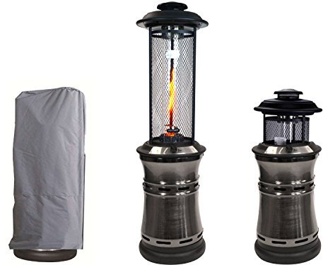 Traedgard Heizstrahler Milano für den Aussenbereich - Terrassen Wärmestrahler mit Flammensäule im Inneren - versenkbarer Outdoor Gasheizer mit Wetterschutz-Abdeckung (Gunmetal)