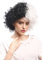 WIG ME UP - 91344-P103-P68 Perücke Damen Karneval Halloween stark gelockt Afro Mop Volumen Halb Schwarz Weiß Frankenstein Zweifarbig