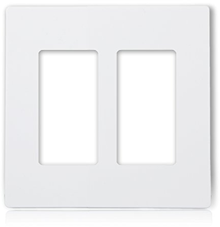 Maxxima Dekorative Steckdose mit 2 Schaltern, schraubenlose Mehrfachsteckdose, Weiß, Standardgröße, perfekt für Doppel-Lichtschalter, Dimmer oder Timer, UL-gelistet, 10 Stück