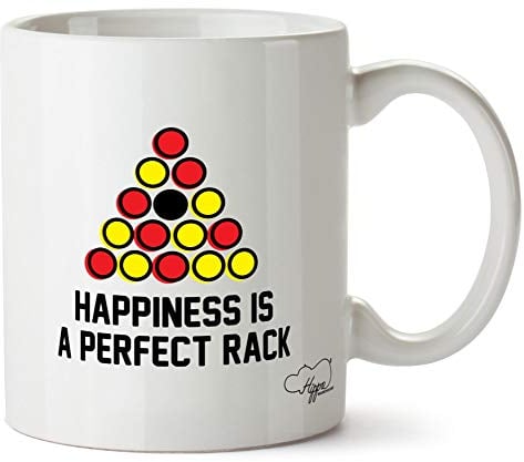 Hippowarehouse Happiness is a Perfect Rack Pool Printed Mug Cup Ceramic 10oz