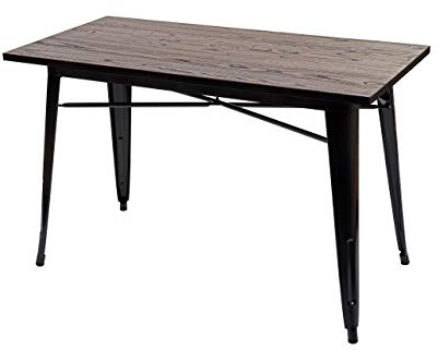 Esszimmertisch HWC-H10a, Tisch Bistrotisch, Metall Ulme Holz Industrial Gastronomie MVG schwarz-braun 120x60cm