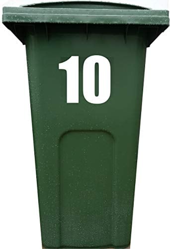 4X Bin Sticker Vinyl Number 1-99 Large Recycling Box Wheelie Self Adhesive (10)