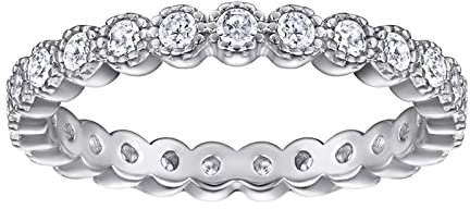 Daesar Damen 925 Silber Ringe Verlobung, Schmal Ring Bing mit Zirkonia Trauring Ehering Nickelfrei Frauen Ring Silber Gr.60 (19.1)