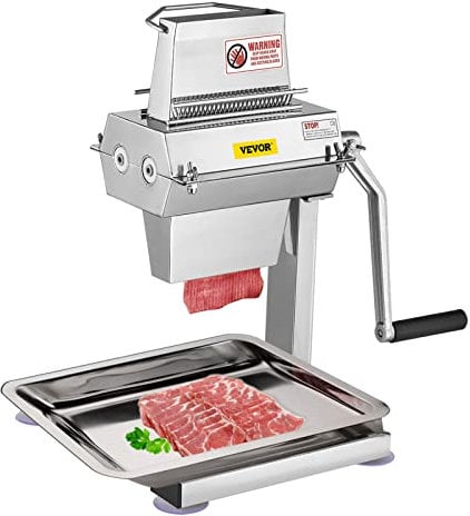 Vevor Meat Tenderizer Machine, 5 in/12.5 cm Cutting Width, Manual Steak Tenderizer with Stainless Steel Blades and C-Clamp Combs, Heavy Duty Construction Tendering Pork Beef Mutton, Sliver
