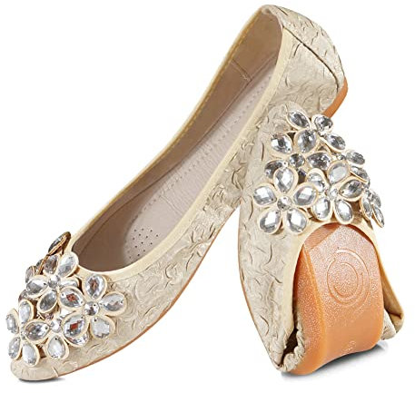 MACHSWON Womens Ballet Flat Black Pumps Ladies Bride Dolly Ballerina with Sparkly Rhinestone Work Office Formal Comfort Pointed Toe Slip On Wedding Flats Shoes(Apricot, Size 6)