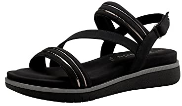 Tamaris Damen Sandaletten, Frauen Sandalen,TOUCHit-Fußbett,Sommerschuhe,Freizeitschuhe,offene Schuhe,Strandschuhe,Sommersandalen,Black,40 EU