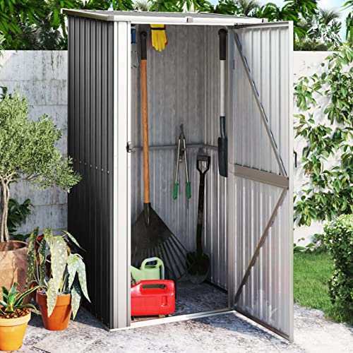 Susany Geräteschuppen Gerätehaus Gartenhaus Gartenschuppen Gartenschrank Geräteschrank Metall-Schrank Garten-Schrank Abstellkammer Gartenwerkstatt Schuppen Anthrazit 118,5x97x209,5 cm Verzinkter Stahl