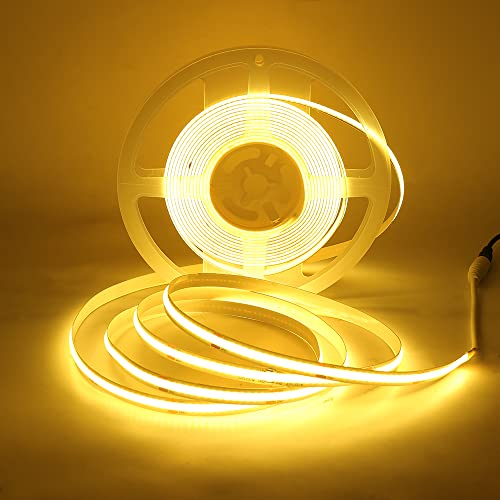 COB LED Streifen Cool White 6000 K, 2m 360 LEDs/M DC 12 V Flexible LED Strip Lights,COB LED Band CRI 85+ Bright Under-Unit Light for Netzteil für Hausschrank,Home DIY Mirror Decoration