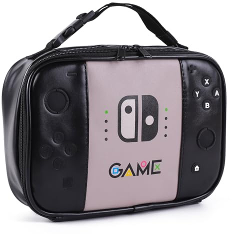 ONTESY Jungen Lunchbox aus Leder - Wiederverwendbare Game Lunchtasche Thermotasche Mini-Kühler für Jungen, Mädchen, Kinder, Kleinkinder, Teenager, Männer, Frauen (Schwarz)