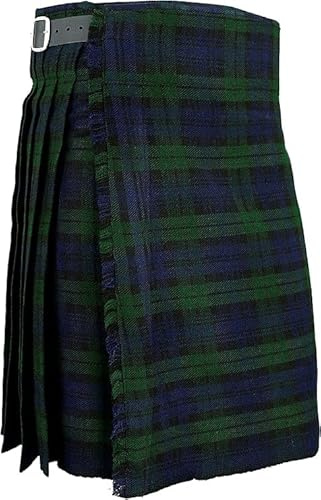 NORTH EDGE Blackwatch Kilt for Men - 16oz Traditional Scottish Tartan, 5 Yards Premium Acrylic Wool Kilts