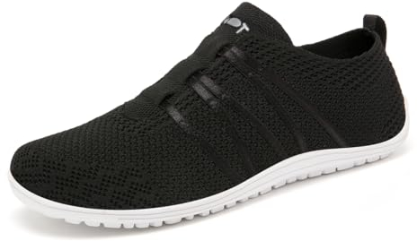 Merdoo Barfußschuhe Damen Herren Bequeme Barfuss Schuhe Damen Slip On Sneakers Weich Sportschuhe Leicht Turnschuhe rutschfest Laufschuhe Atmungsaktiv Barfussschuhe Walkingschuhe Unisex Schwarz 38EU