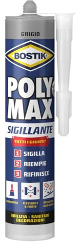 Bostik Poly Max Sigillante Grigio - sigillante universale permanentemente elastico e verniciabile, non ritira e resite alla muffa