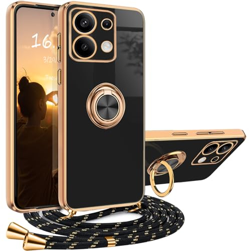 Coque pour Redmi Note 13 Pro 5G AVCE Cordon,Housse Xiaomi Redmi Note 13 Pro 5G avec Anneau Antichoc Magnétique Étui avec Collier Silicone Lanyard Case Réglable Téléphone Protection Cover AVCE Support