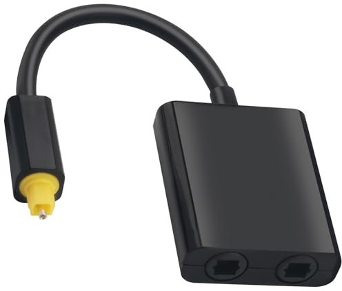Miruchertter Optical Fiber Splitter 1 in 2 Out Toslink Audio Splitter Digital Optical Cable with 24K Gold-Plated Connectors for DVD/CD Player, Headphones, Soundbar, Amplifier
