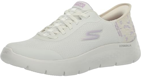 Skechers Women's Go Walk Flex Eva Hands Free Slip-ins Sneaker, Natural/Purple, 8 UK Wide
