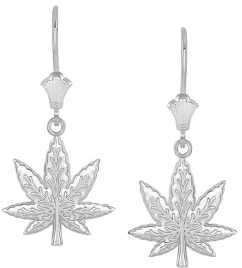 Marijuana Weed Hebelverschluss Ohrringe in Sterling Silber ESE2539S