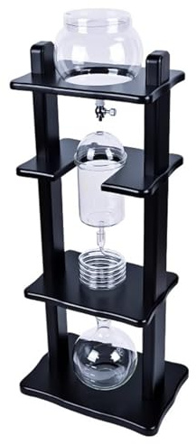 Vituord Cold Brew Coffee Tower, Ice Coffee Machine, with Slow Drip Technology, Black Wood Straight Frame, 1000ml Large Capacity - Makes 6-8 Cups, for Bars, Clubs, Parties