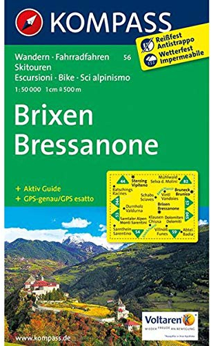 KOMPASS Wanderkarte Brixen /Bressanone: Wanderkarte mit Aktiiv Guide, Radrouten und alpinen Skirouten. Dt. /Ital. GPS-genau. 1:50000 (KOMPASS-Wanderkarten, Band 56)
