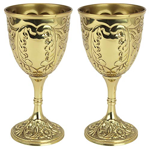 Design Toscano Der Königliche Kelch, Geprägte Messingkelche: 2er-Set
