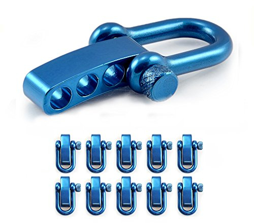 Ganzoo Schäkel aus Edel-Stahl, gerade, mit verstellbarem Dreh-Verschluss, 10er Set, DIY Arm-Band, nichtrostend, Ideal mit Paracord 550, Farbe: blau