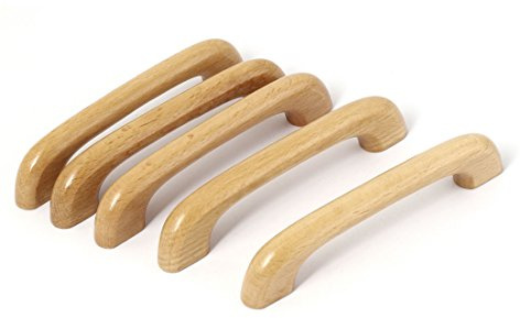 Sourcingmap 96mm Hole Spacing Screw Fixing Wooden Wood Pull Handles Beige for Dresser Drawer Wardrobe 5 Pcs
