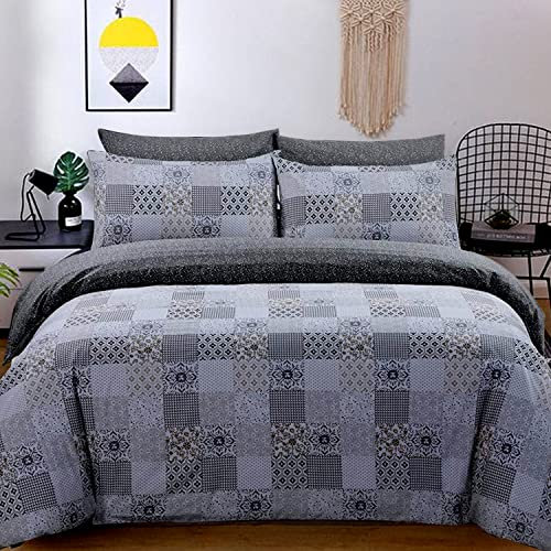 DTEX HOMES 100% Cotton Duvet Cover Set Printed Reversible Duvet Quilt Cover Set,Marrocoas-King
