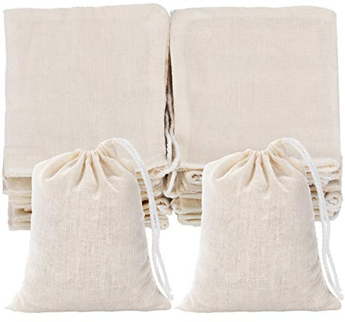 Tatuo 3 x 4 Inches Muslin Cotton Drawstring Bags Canvas Linen Sachet Bag Reusable Empty Gift Pouch for Party Home Supplies