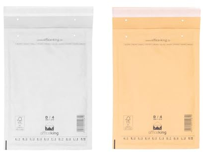 officeking 200 Luftpolstertaschen D/4 | 200 x 275 mm (100 Stück in Braun und 100 Stück in Weiß) - Luftpolster Verpackung Polsterumschläge Briefumschläge gepolstert